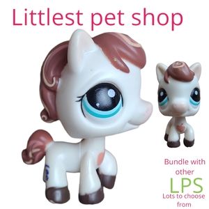 Hasbro Littlest Pet Shop white brown apple pony LPS retired collectible toy rare